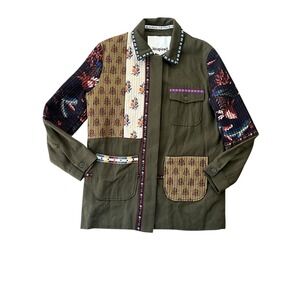 Desigual Yukon Sahara Patchwork Quilted Chore Coat Jacket, Size Large